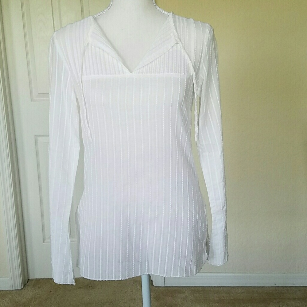 Kenneth Cole 100% Cotton Sheer Blouse